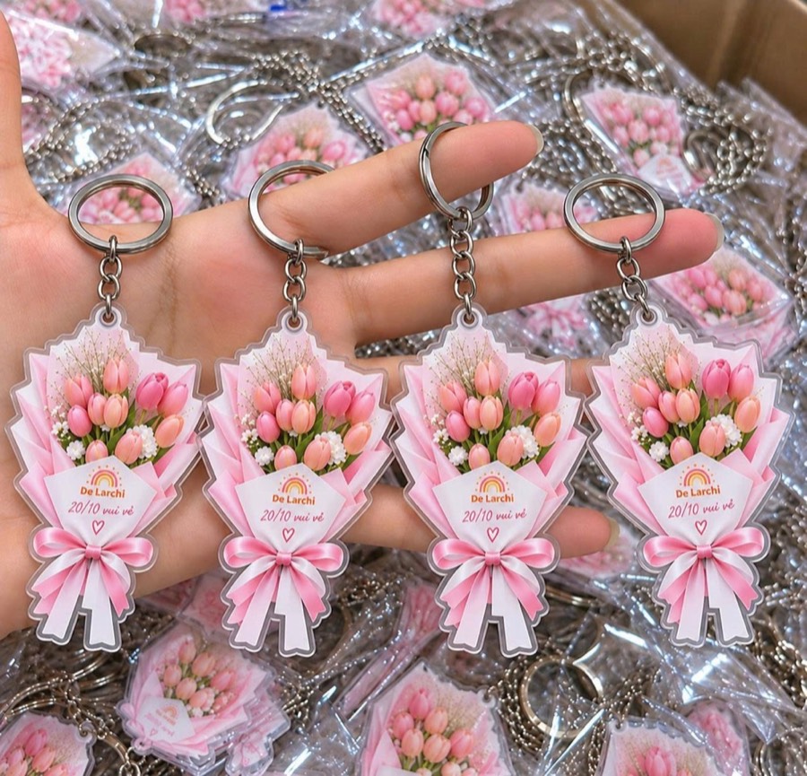 Móc khoá mica bó hoa tulip quà 20/10