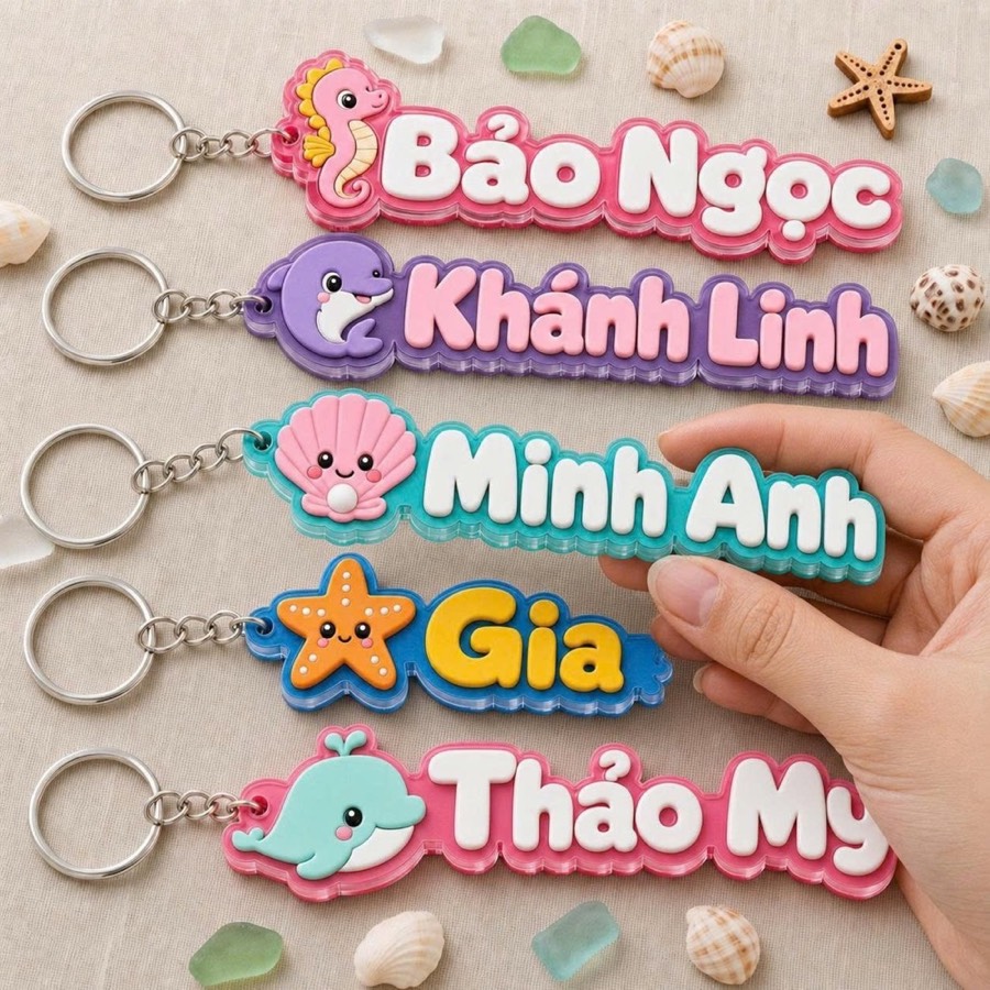 Móc khoá mica in tên theo yêu cầu