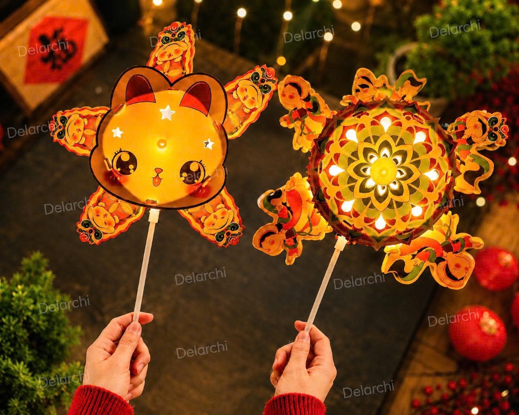 Lồng Đèn Cầm Tay Phát Sáng LED Họa Tiết Sáng Tạo De L'archi